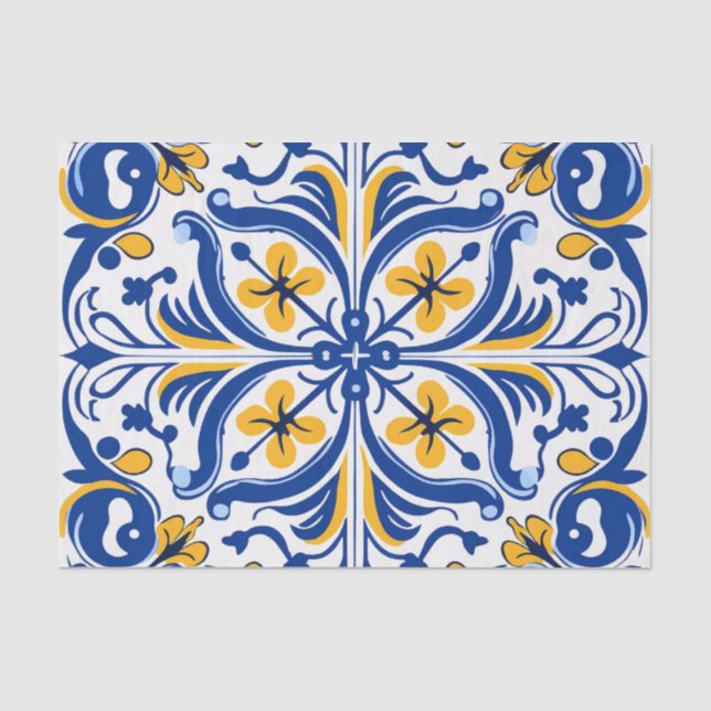 Niedliches spanisches Fliesenmuster Seidenpapier (Vorderseite)