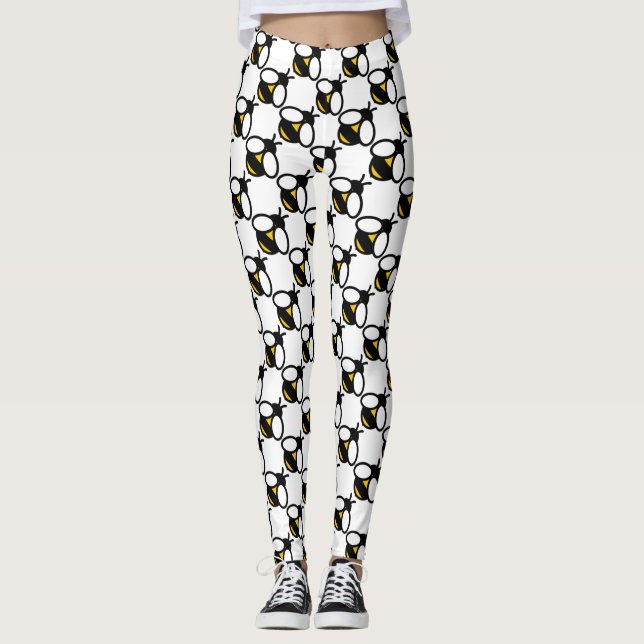 Niedliches, spaßiges Bienenmuster Leggings (Vorderseite)