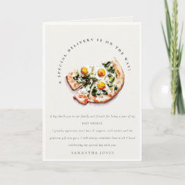 Niedliches Special Delivery Pizza Baby Dusche Part Dankeskarte