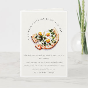 Niedliches Special Delivery Pizza Baby Dusche Part Dankeskarte