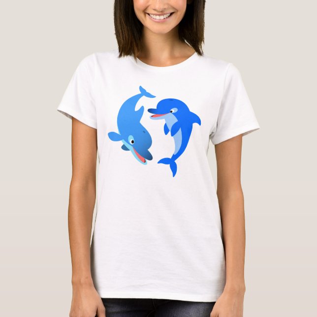 Niedliches Spielen Cartoon Delphine T - Shirt (Vorderseite)
