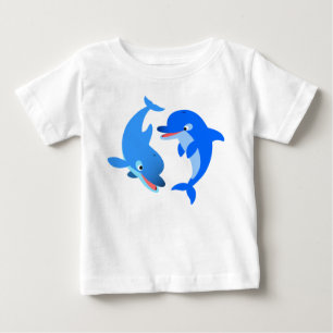 Niedliches Spielen Cartoon Dolphins Baby T - Shirt