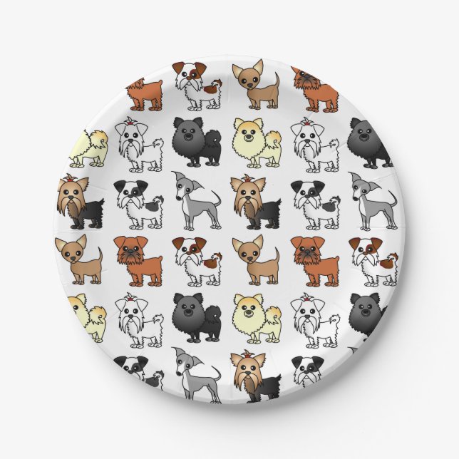 Niedliches Spielzeug-Hundezucht-Muster Pappteller (Vorderseite)