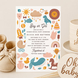 Niedliches Spielzeug Junge oder Mädchen Geschlecht Einladung