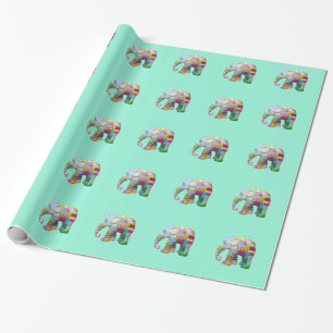 Niedliches Spielzeug Retro-Elefant whimsical bunt Geschenkpapier