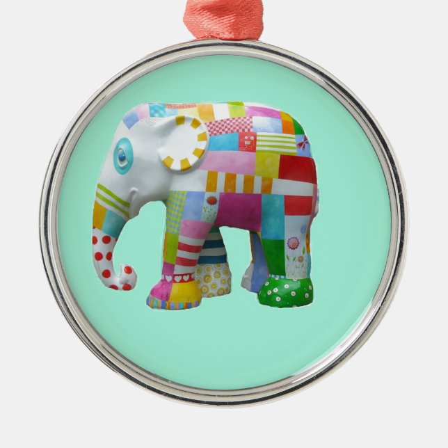 Niedliches Spielzeug Retro-Elefant whimsical bunt Silbernes Ornament (Vorne)