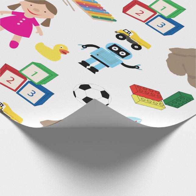 Niedliches Spielzeugmuster Geschenkpapier (Ecke)