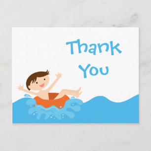 Niedliches Splash-Jungen Pool Party danke Ihnen Po Postkarte