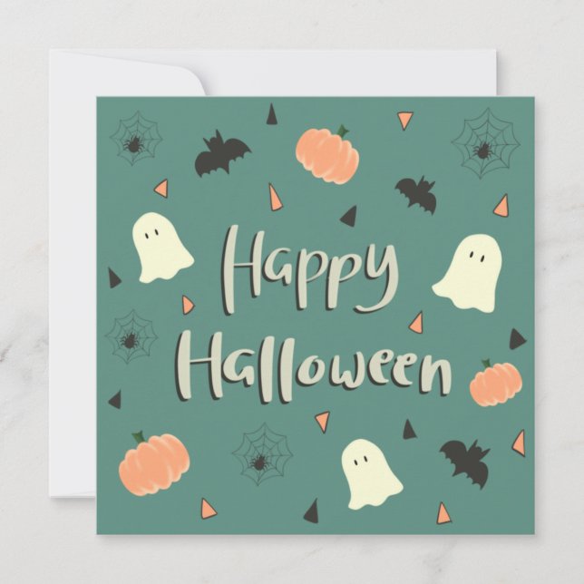 Niedliches Spooky Happy Halloween Ankündigung (Vorderseite)