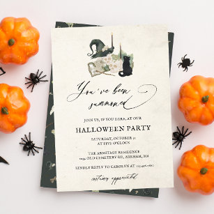 Niedliches Spooky Watercolor Calligraphy Halloween Einladung