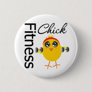 Niedliches sportliches Fitness-Küken Button