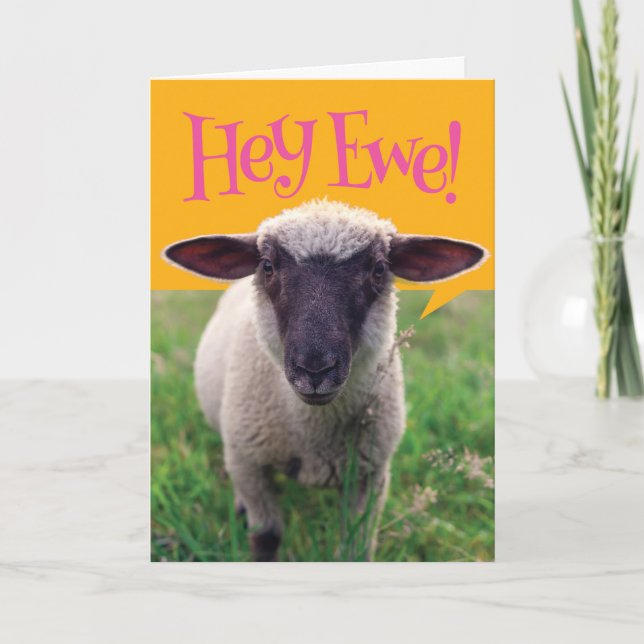 Niedliches Sprichwort Schafe Ewe! Happy Birthday Karte (Vorderseite)