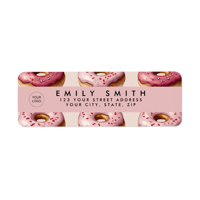 Niedliches Sprinkfarbenes Donut-Etikett (Vorne)
