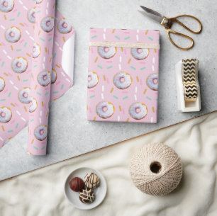 Niedliches Sprinkle Donut Wasserfarbmuster Geschenkpapier