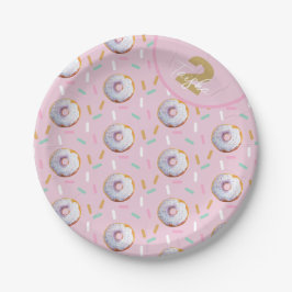 Niedliches Sprinkle Donut Wasserfarbmuster Pappteller