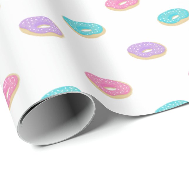 Niedliches Sprinkle Donuts Muster Wrapping Geschenkpapier (Rolleneckpunkt)
