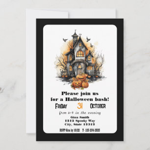 Niedliches Spuk House Halloween-Bash-Party Einladung