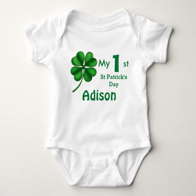 Niedliches St Patrick's Day Baby Boy oder Girl Kle Strampler (Vorderseite)
