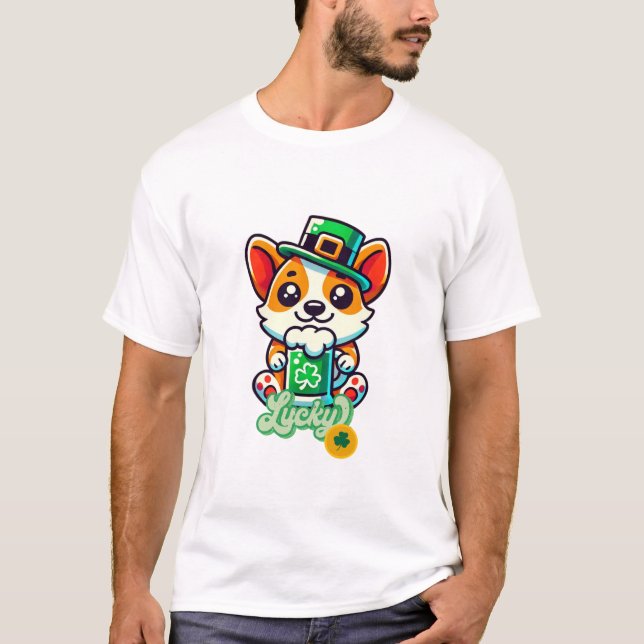 Niedliches St. Patrick's Day Dog T-Shirt (Vorderseite)