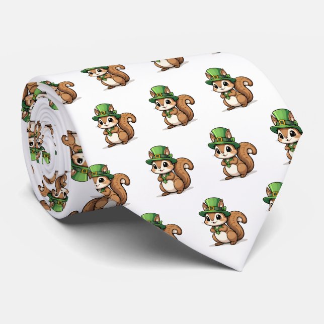 Niedliches St. Patrick's Day Eichhörnchen mit grün Krawatte (Gerollt)