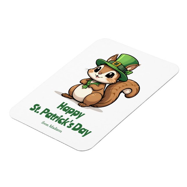 Niedliches St. Patrick's Day Eichhörnchen mit Grün Magnet (Linke Seite)