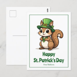 Niedliches St. Patrick's Day Eichhörnchen mit Grün Postkarte