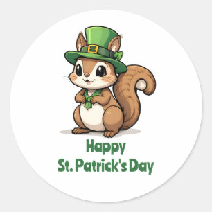 Niedliches St. Patrick's Day Eichhörnchen mit Grün Runder Aufkleber