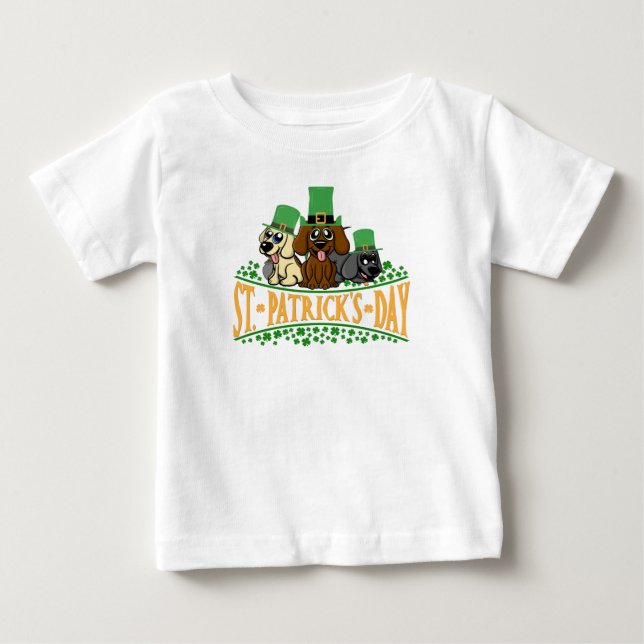 Niedliches St. Patrick's Day Hunde Leprechaun-Hat- Baby T-shirt (Vorderseite)