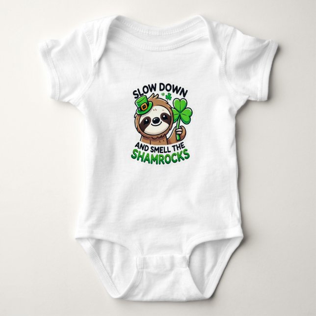 Niedliches St. Patrick's Day Kleeblatt Baby Strampler (Vorderseite)