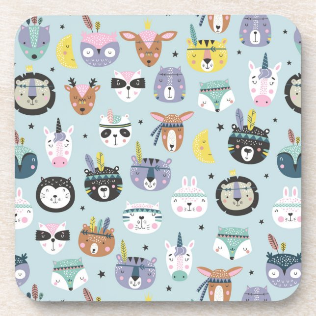 Niedliches Stammes- Gesichts-Muster Getränkeuntersetzer (Vorderseite)