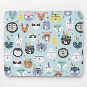 Niedliches Stammes- Gesichts-Muster Mousepad