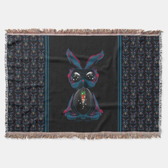 Niedliches Starlight Eyes Kaninchen in Yoga Pose M Decke (Vorderseite)