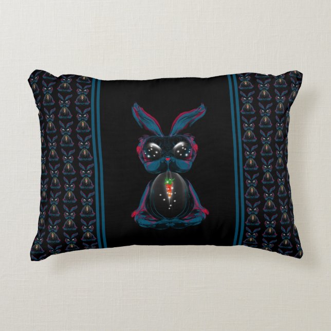 Niedliches Starlight Eyes Kaninchen in Yoga Pose M Dekokissen (Vorderseite)
