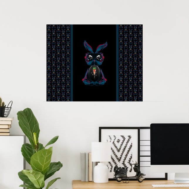 Niedliches Starlight Eyes Kaninchen in Yoga Pose M Poster (Heimbüro)