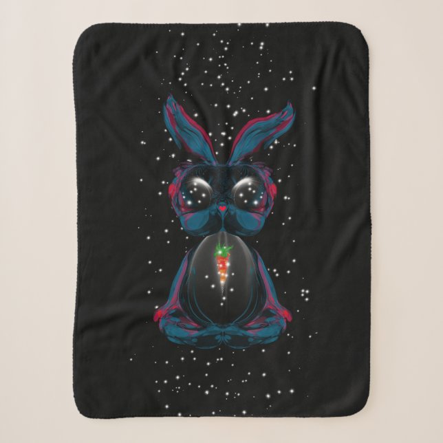 Niedliches Starlight Eyes Kaninchen in Yoga Pose M Sherpadecke (Vorderseite)