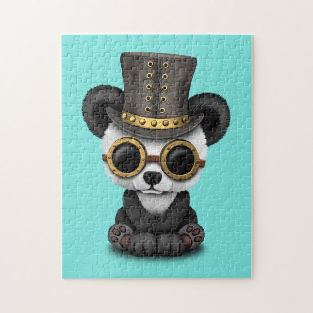 Niedliches Steampunk Baby-PandaBärenjunges (Vertikal)