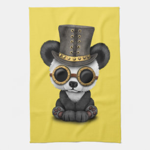 Niedliches Steampunk Baby-PandaBärenjunges Handtuch
