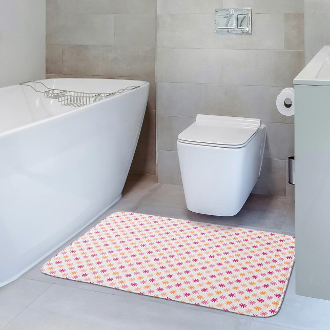 Niedliches Sternchen - Pinke und Orangen Badematte (Add a cute touch to your bathroom with this beautiful asterisk pattern in pinks and oranges.)