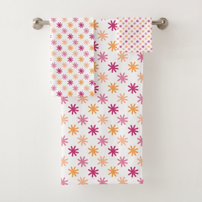 Niedliches Sternchen - Pinke und Orangen Badhandtuch Set (Insitu)