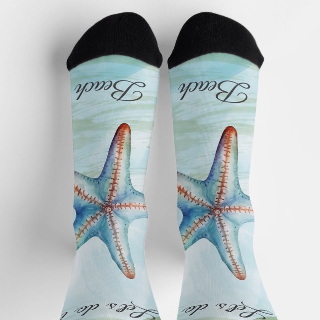 Niedliches Sternenzeichen Watercolor-Himmelsskript Socken (Oben)