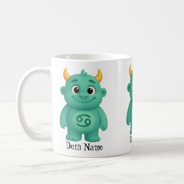 niedliches Sternzeichen Monster Krebs Kaffeetasse (Links)