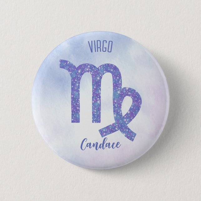 Niedliches Sternzeichen Virgo Astrologie Personali Button (Vorderseite)