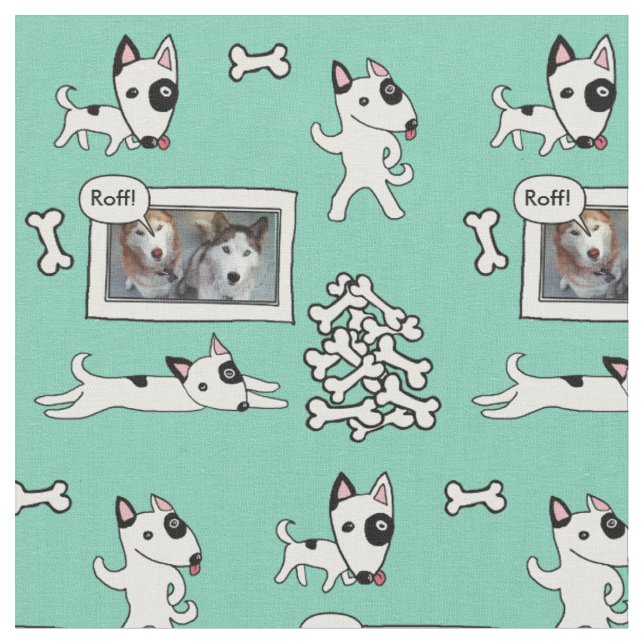 Niedliches Stier-Terrier-Cartoon Personalizealbe Stoff (Nahaufnahme)