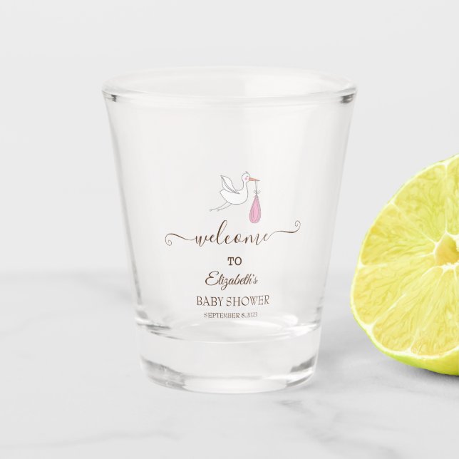 Niedliches Stork Girl Schnapsglas (Vorderseite)