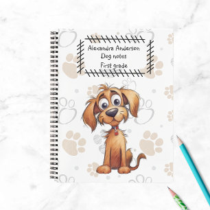 Niedliches Storybook Brown Puppy auf Paws Print Notizbuch