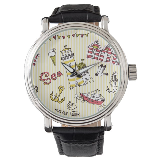 Niedliches Strandbild Armbanduhr (Vorderseite)