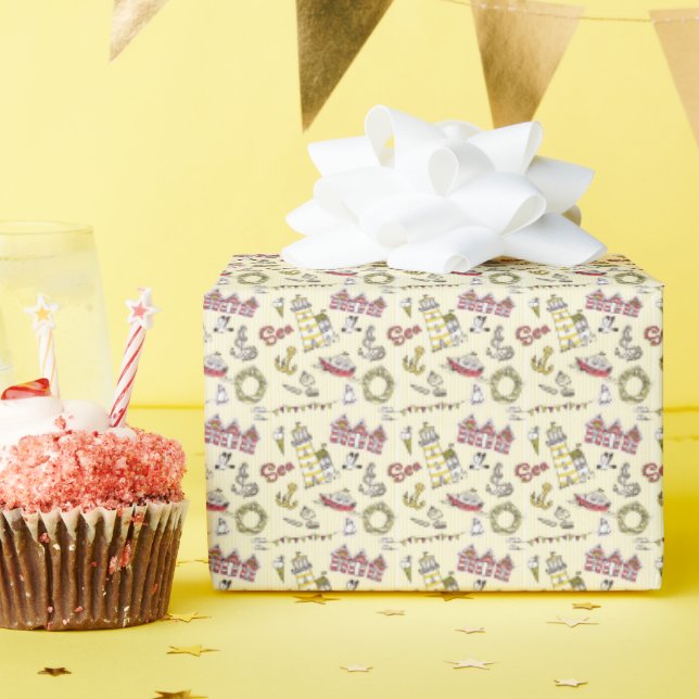 Niedliches Strandbild Geschenkpapier (Geburtstagsparty)