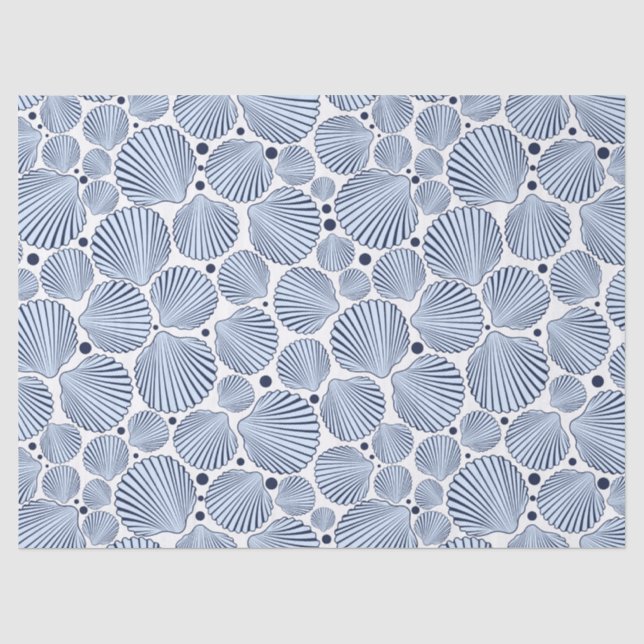 Niedliches Strandblau-Muschelgewebe Party Seidenpapier (Vorderseite)