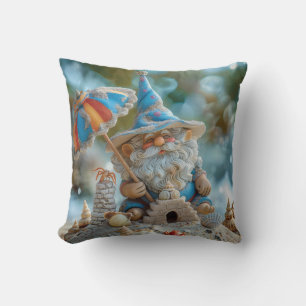 Niedliches Strandgnome mit Regenschirm Kissen