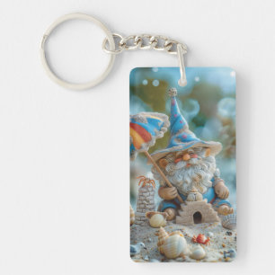 Niedliches Strandgnome mit Regenschirm Schlüsselanhänger